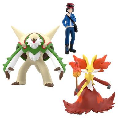 Bandai Candy Toys Pokemon Scale World Kalos Region Calem & Chesnaught & Delphox